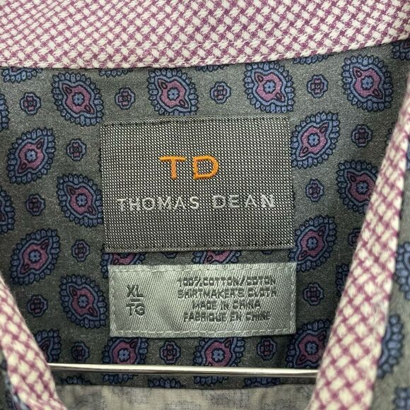 Thomas Dean Button Down Shirt Long sleeve Retro 70’s Funky Pattern size XL - Picture 3 of 12